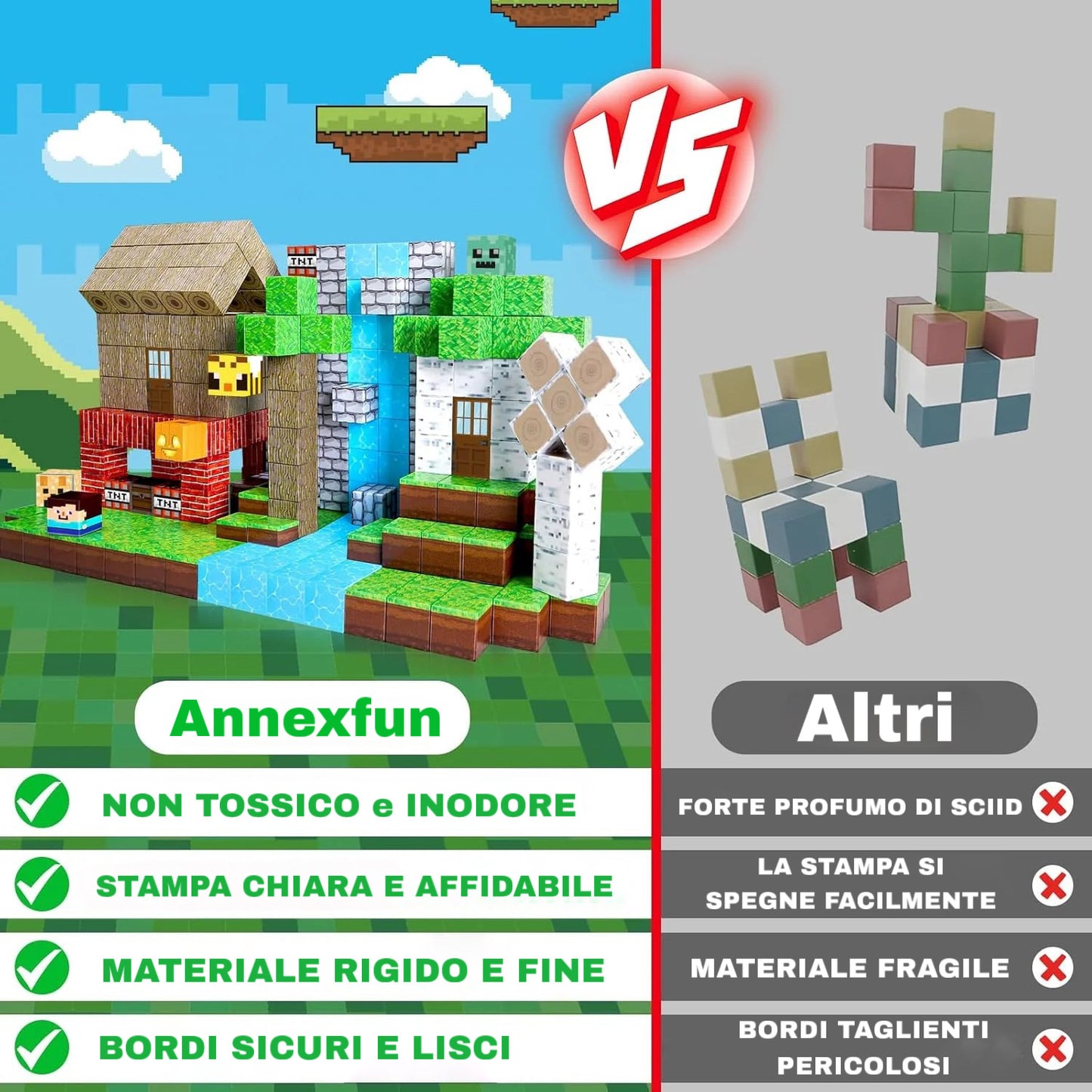 Blocchi magnetici per costruzioni Minecraft