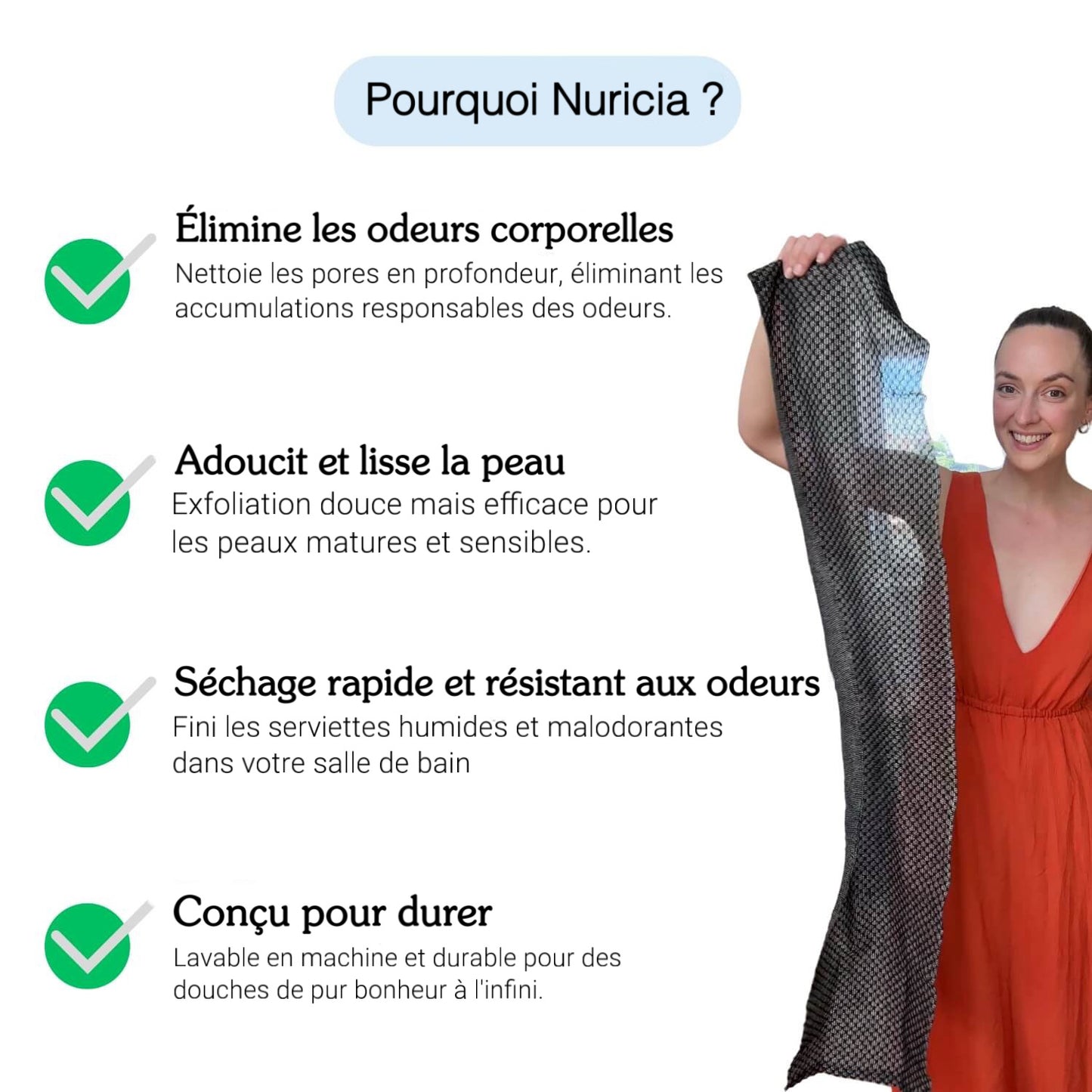 Serviette de douche exfoliante Nuricia