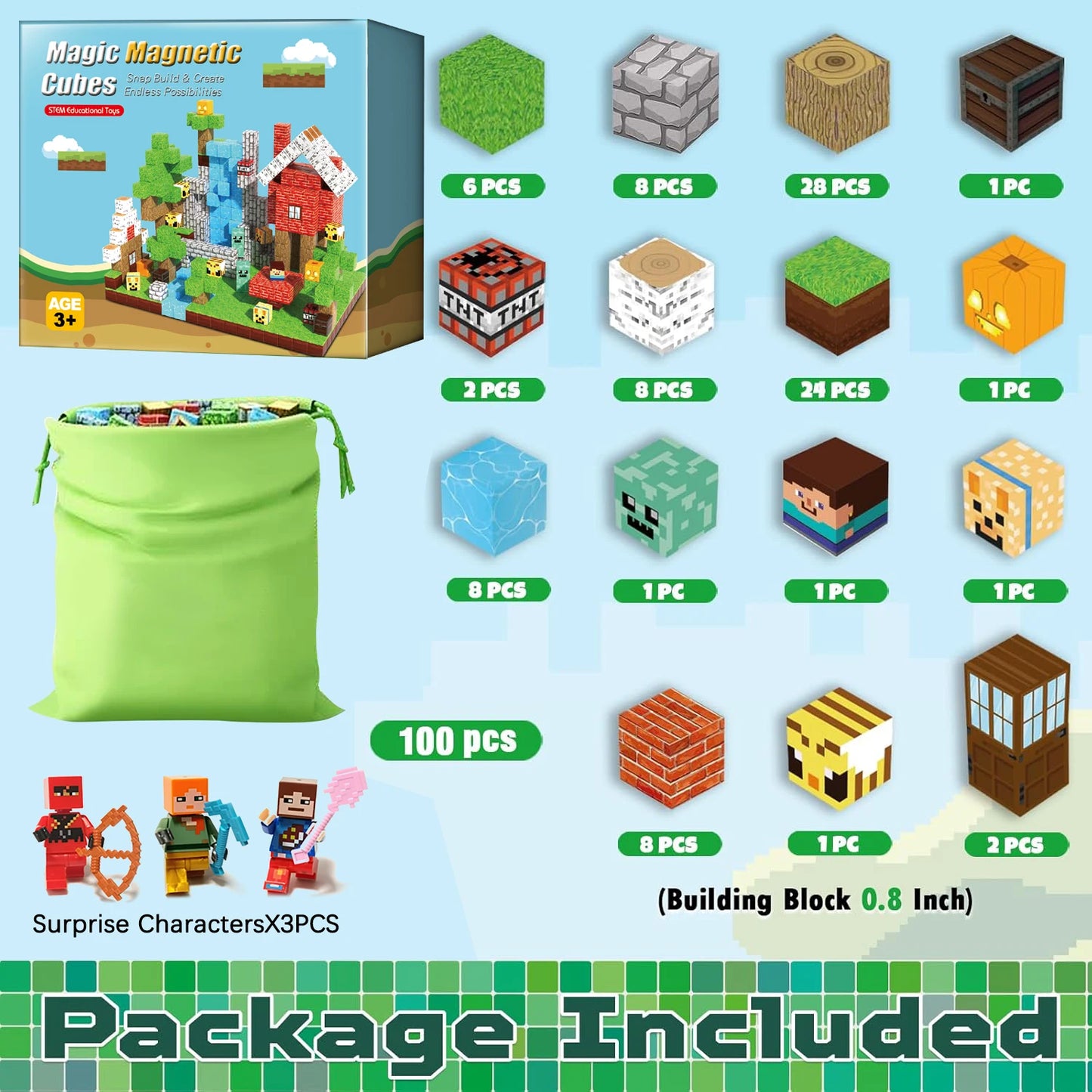 Blocchi magnetici per costruzioni Minecraft