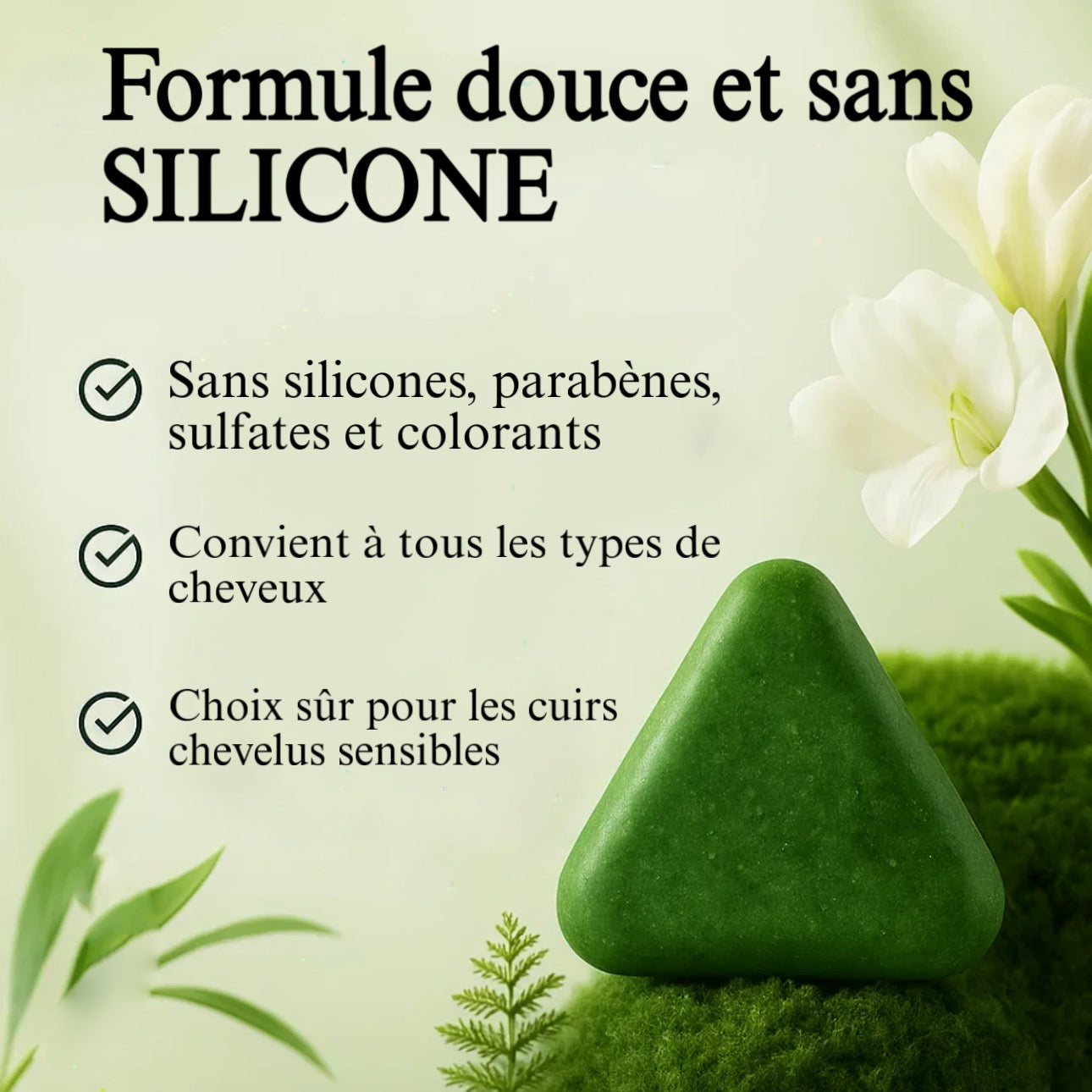 Jabón para el crecimiento del cabello con hojas de ciprés Nuricia