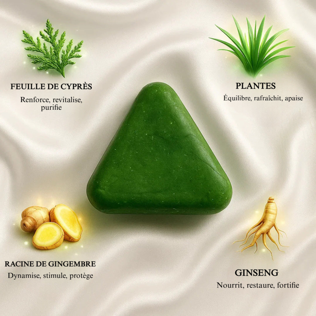 Jabón para el crecimiento del cabello con hojas de ciprés Nuricia